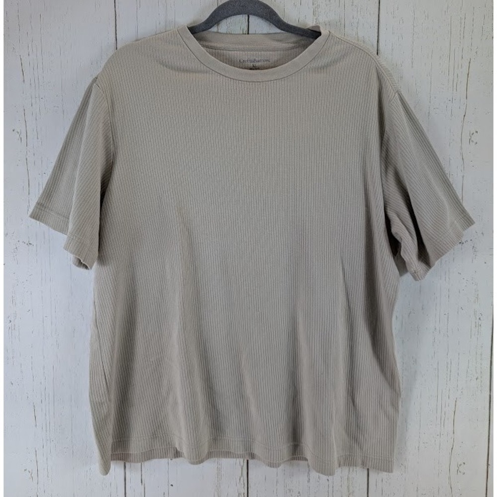 Croft‎ Barrow Size XL Tan Ribbed Short Sleeve 100% Cotton Top